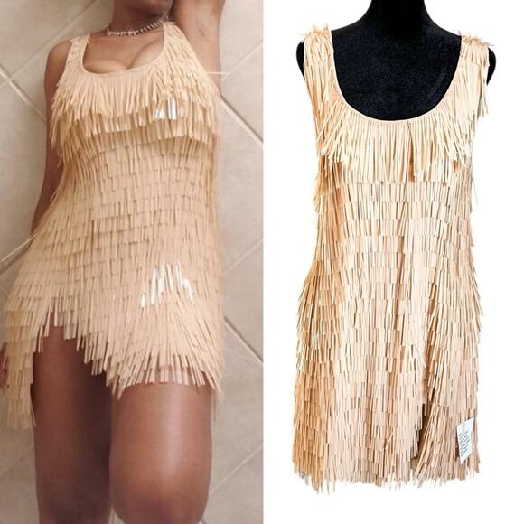 ASOS Dresses & Skirts - ASOS Shard Sequin Party Dress Sparkle Neutral Stone Party Disco Cocktail Sz 14